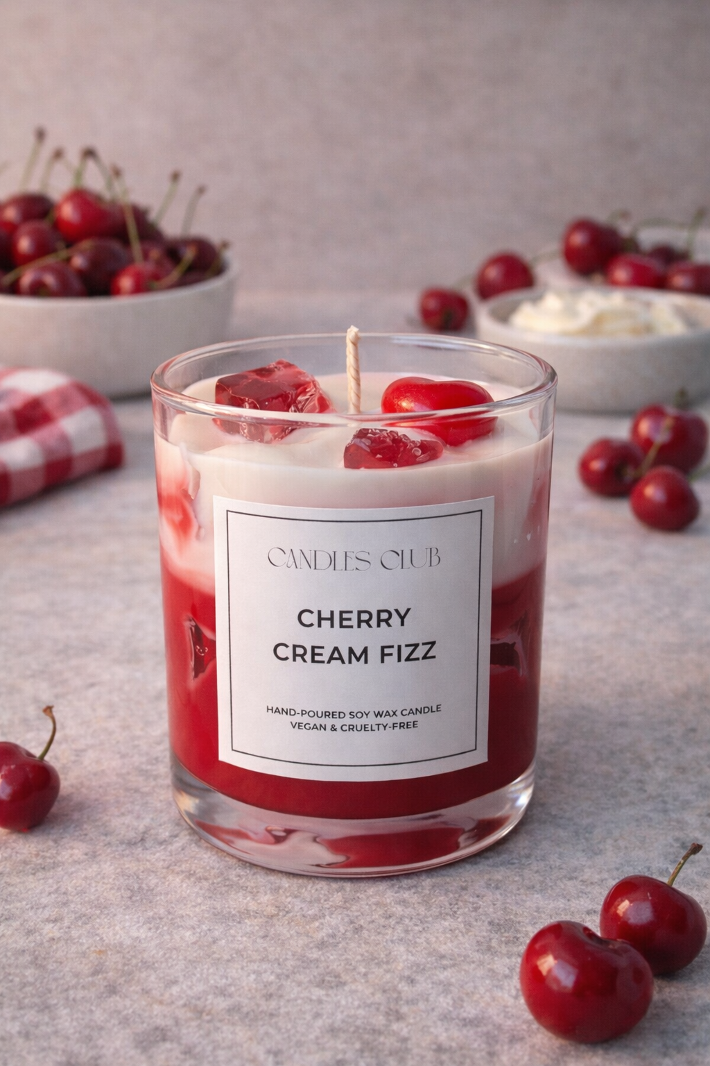 CHERRY CREAM FIZZ - Bougie en cire de soja & cire gelée