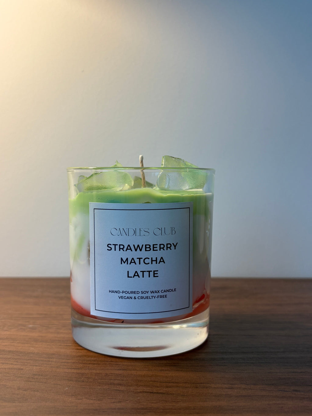 STRAWBERRY MATCHA LATTE – Bougie en cire de soja & cire gelée