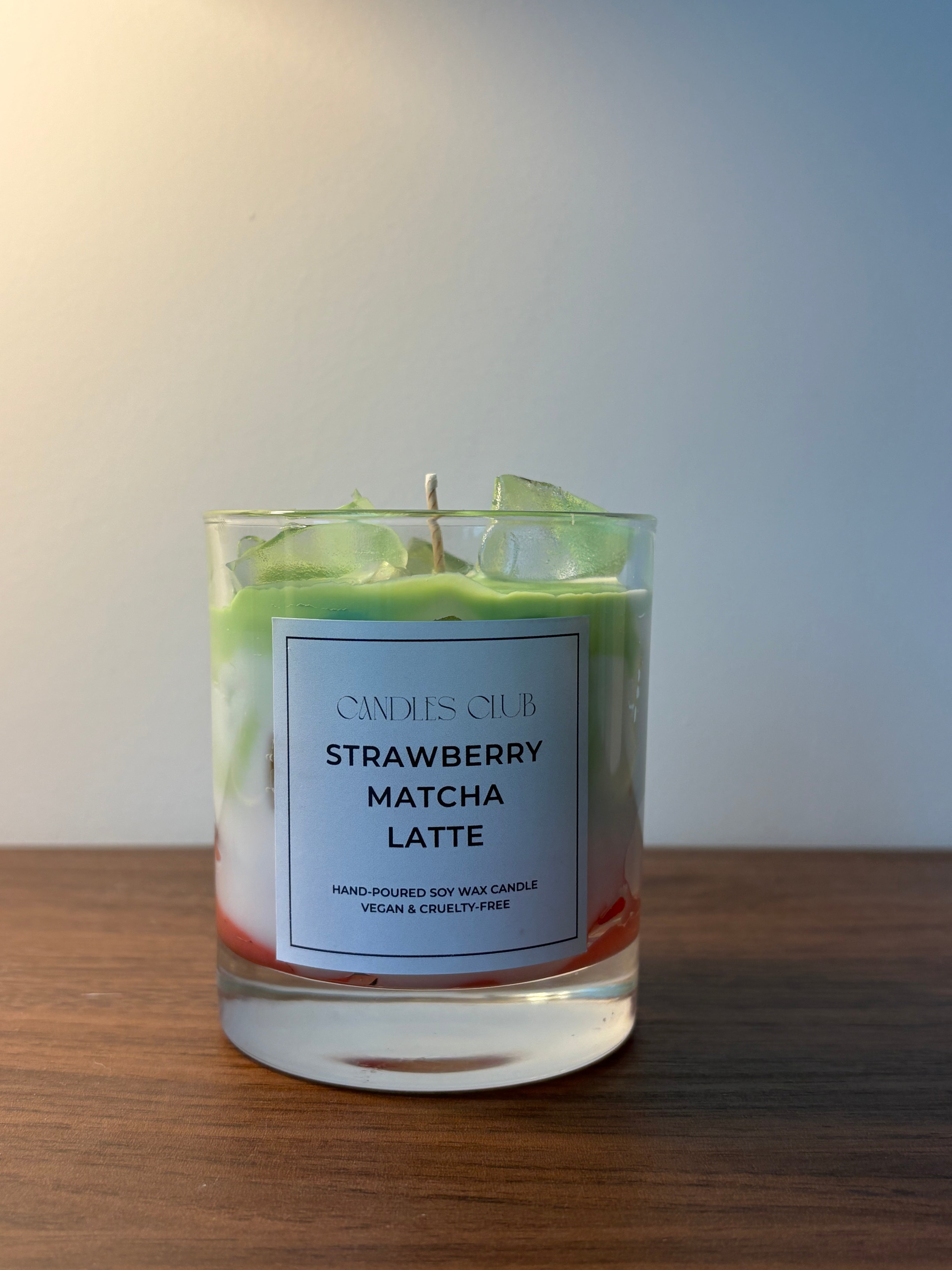 STRAWBERRY MATCHA LATTE – Bougie en cire de soja & cire gelée