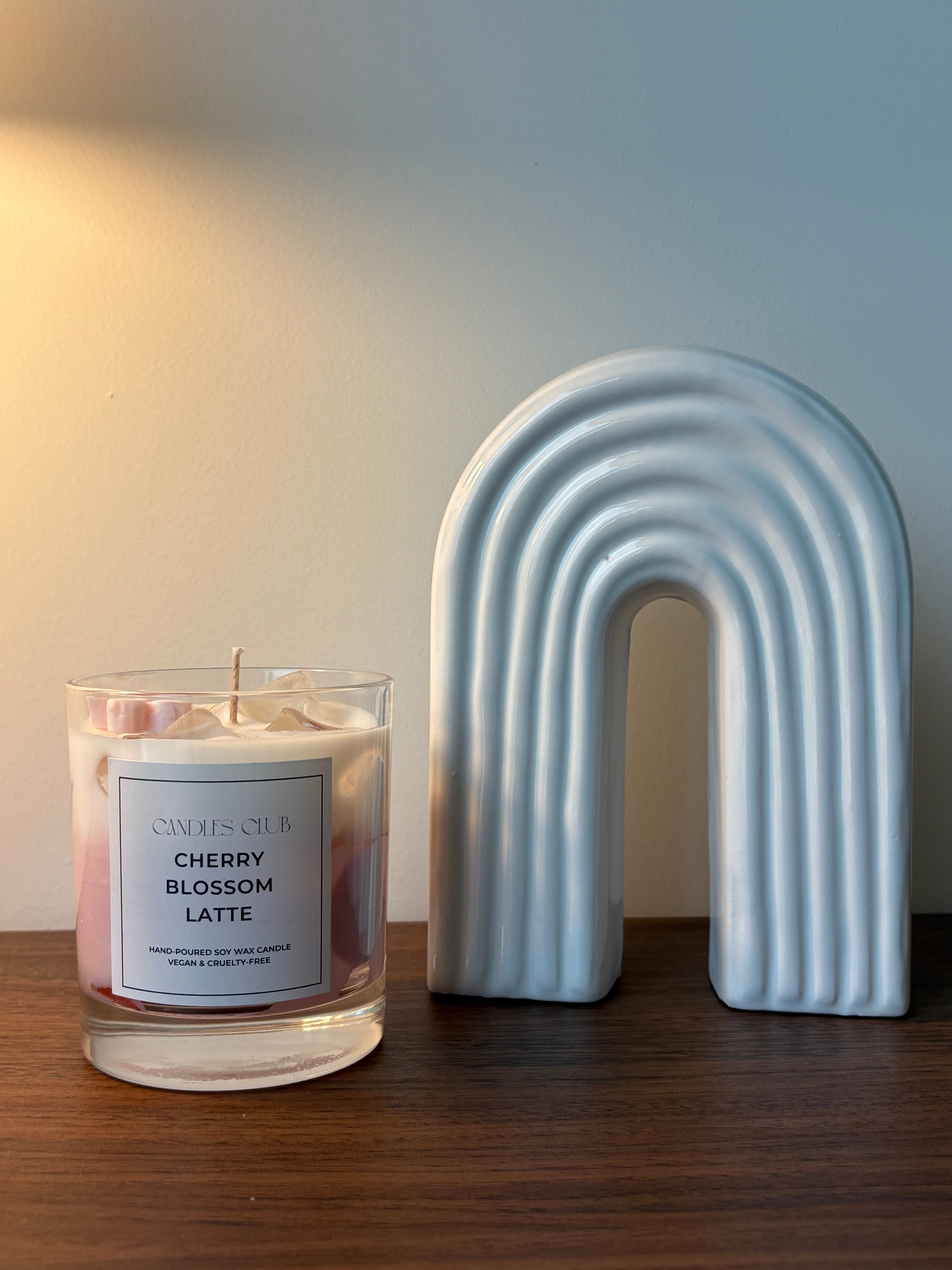 CHERRY BLOSSOM LATTE – Bougie en cire de soja & cire gelée