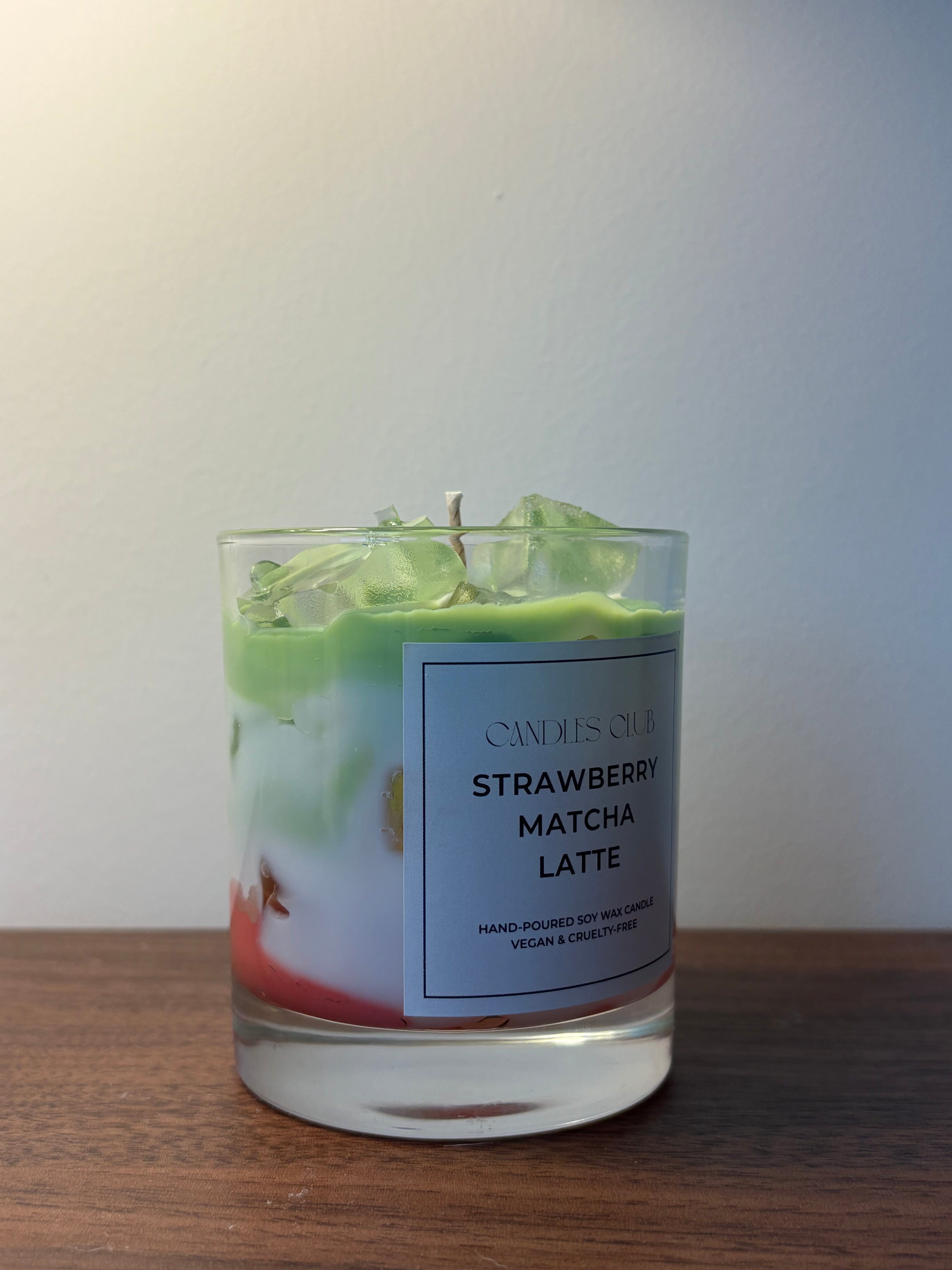 STRAWBERRY MATCHA LATTE – Bougie en cire de soja & cire gelée