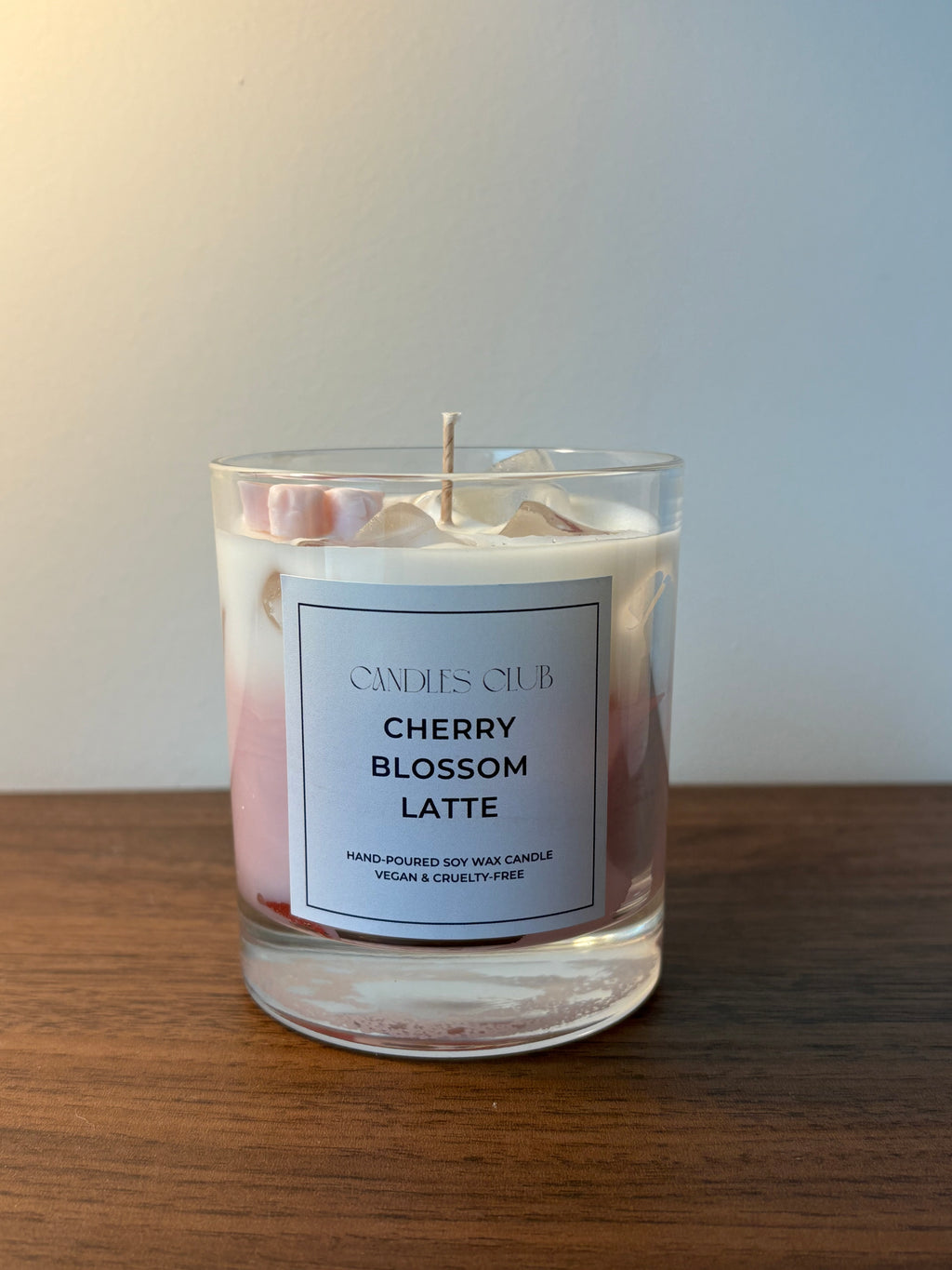 CHERRY BLOSSOM LATTE – Bougie en cire de soja & cire gelée