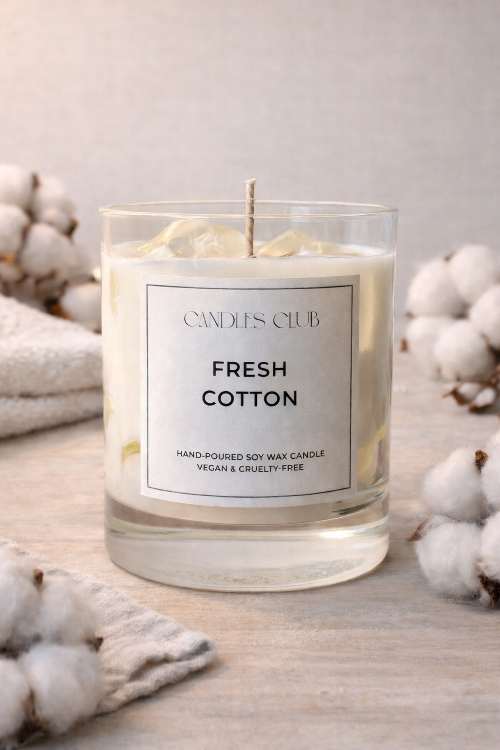 FRESH COTTON - Bougie en cire de soja & cire gelée