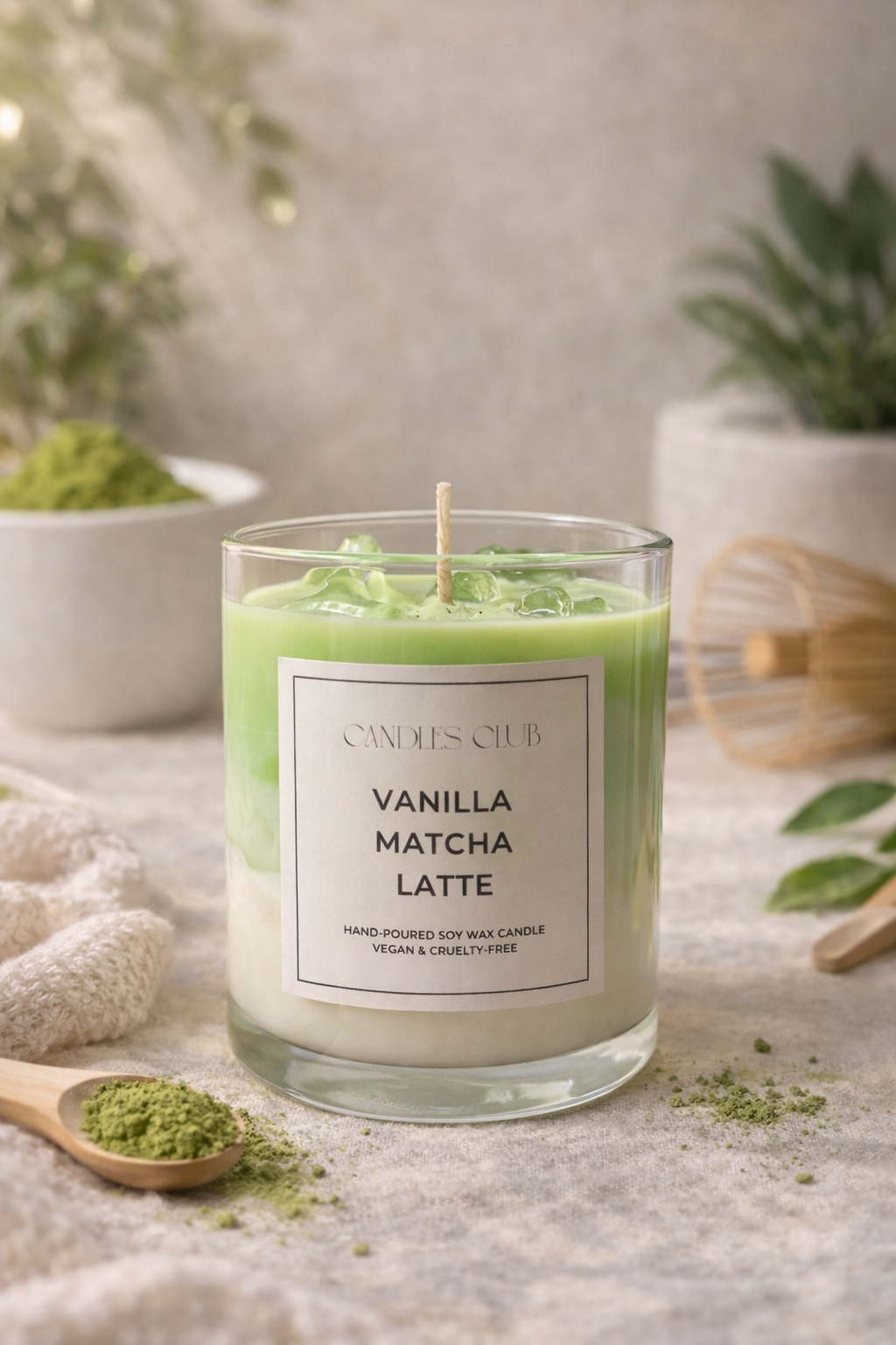 ICED MATCHA LATTE – Bougie artisanale parfumée en cire de soja & gel