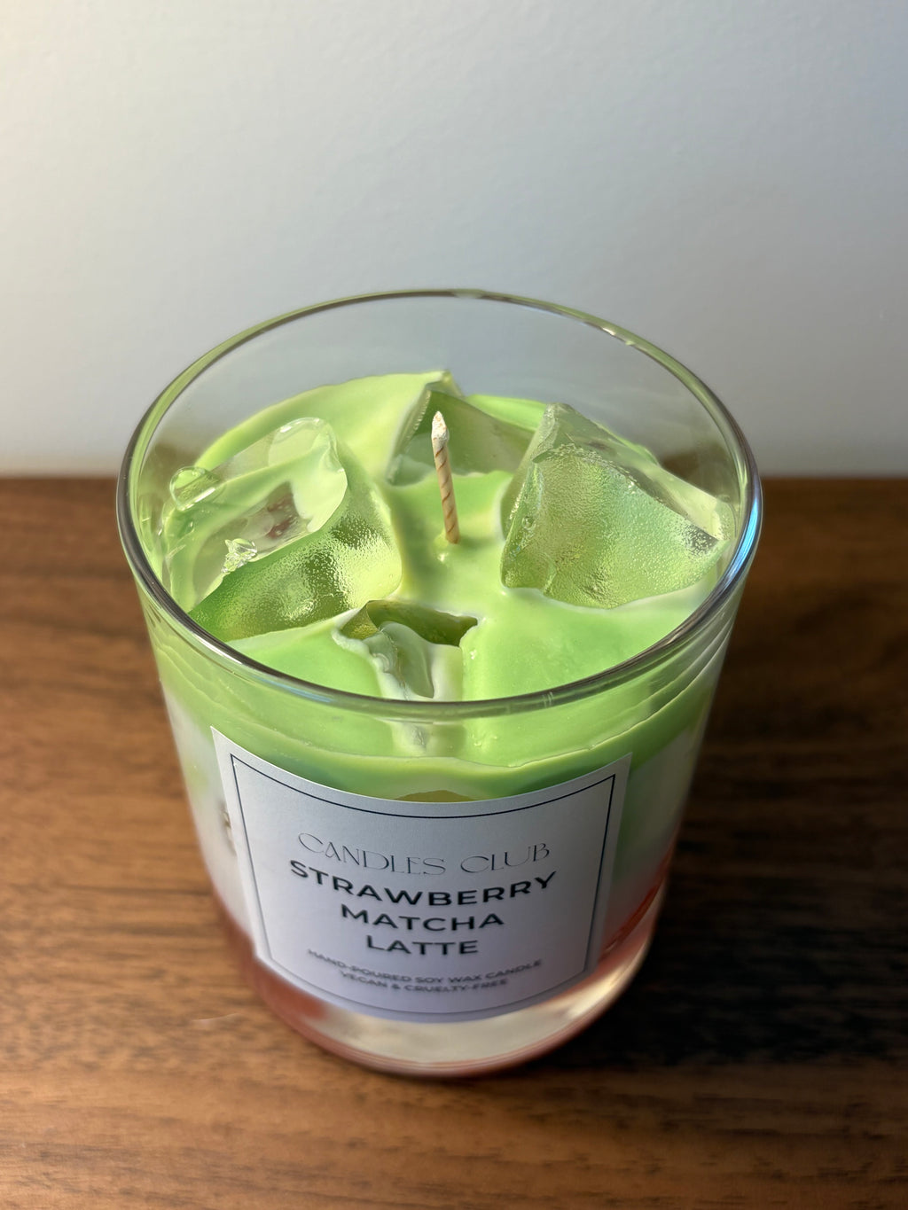 STRAWBERRY MATCHA LATTE – Bougie en cire de soja & cire gelée
