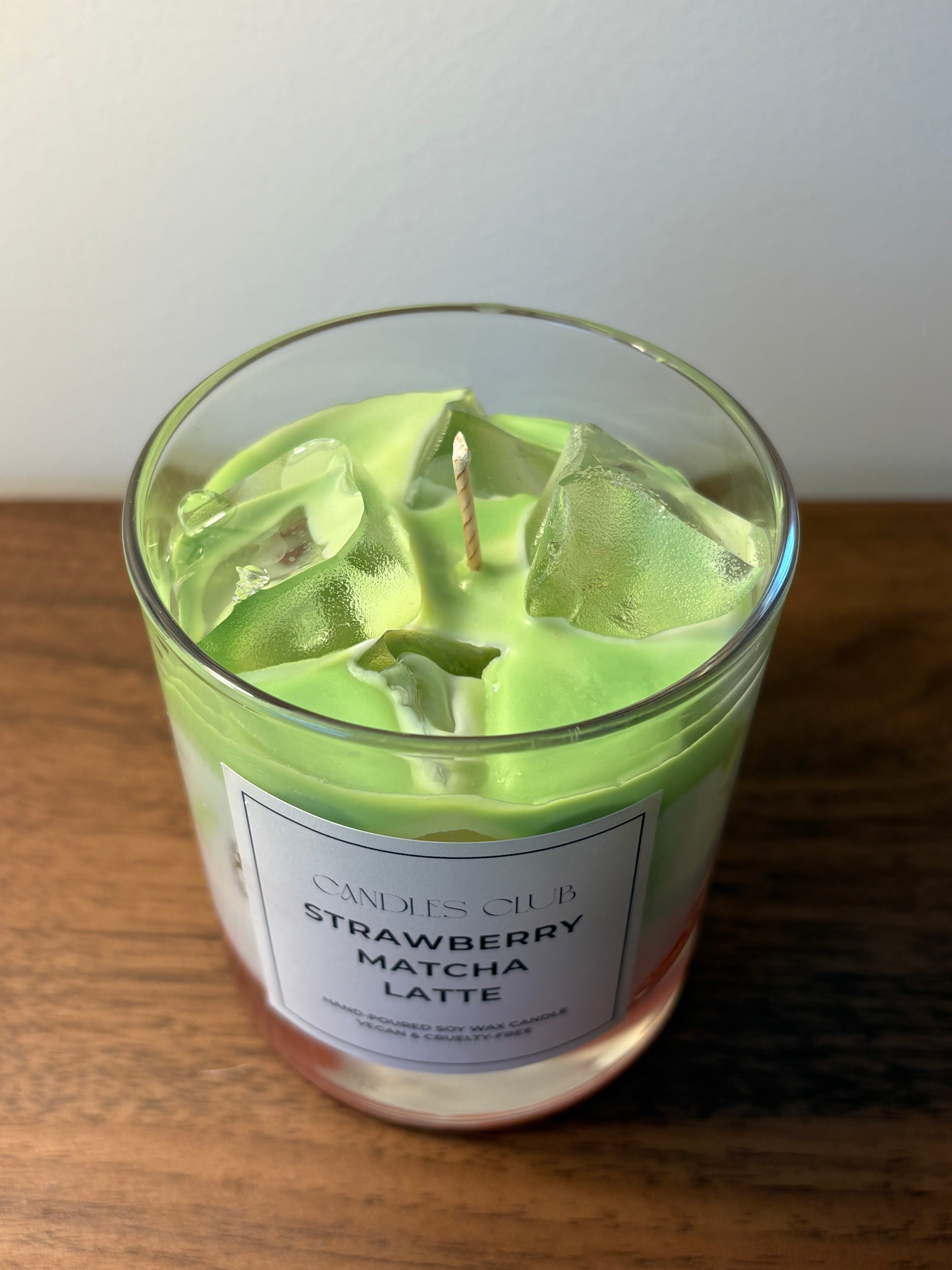 STRAWBERRY MATCHA LATTE – Bougie en cire de soja & cire gelée